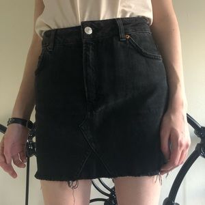 Topshop washed black denim mini skirt